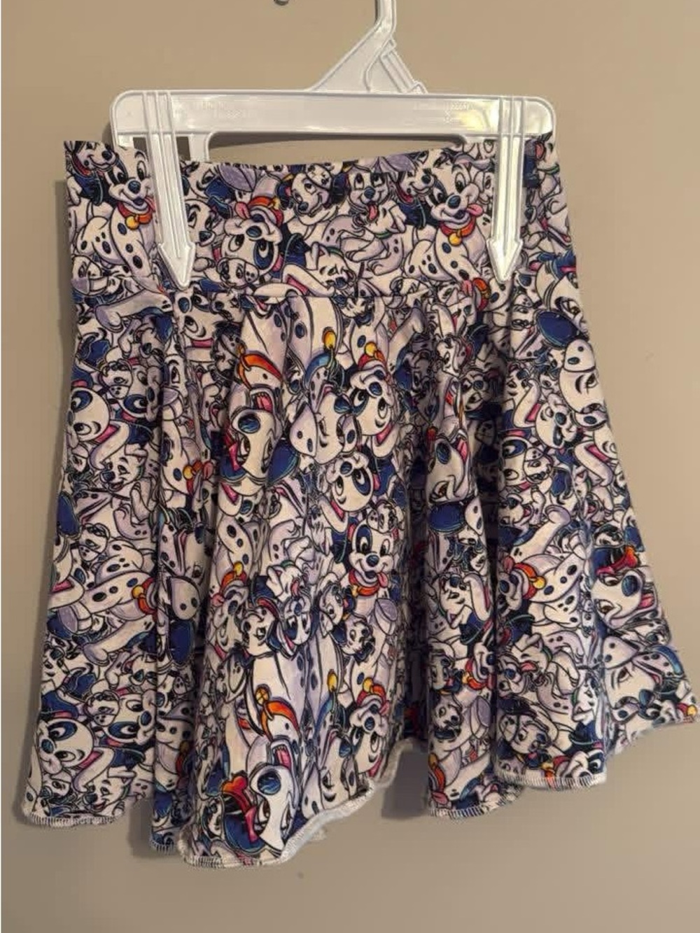 Playful Dalmatian Print Skater Skirt - White/Blue